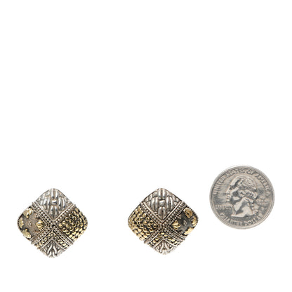 John Hardy Sterling Silver 18K Yellow Gold Square Dot Earrings 2 of 4