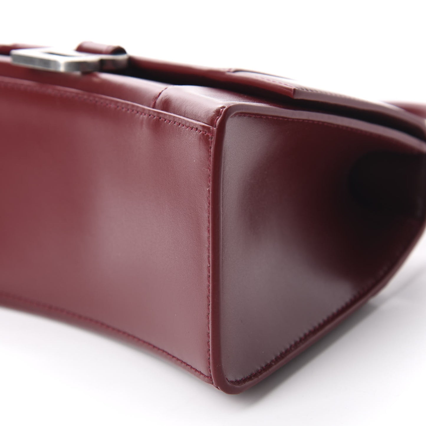 Shiny Box Calfskin Small Hourglass Top Handle Bag Dark Red