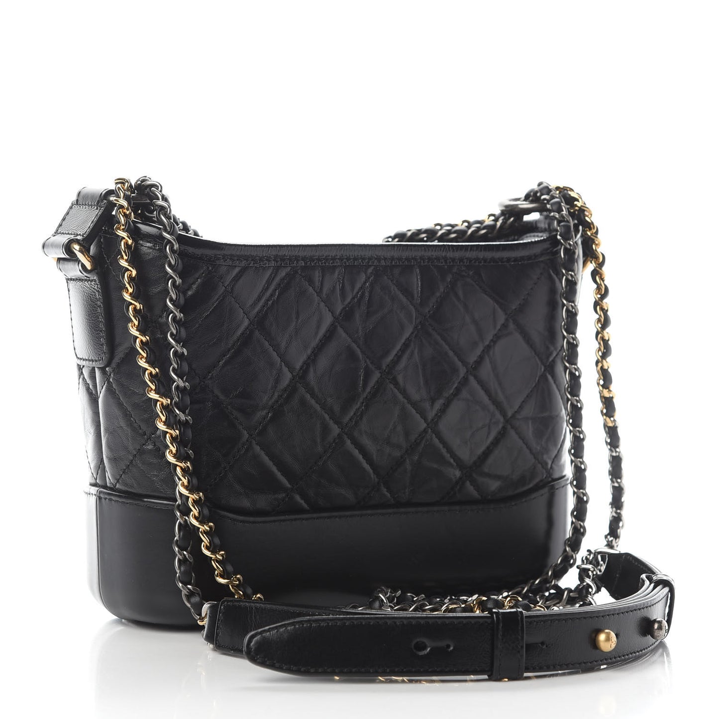 Aged Calfskin Quilted Small Gabrielle Hobo Black