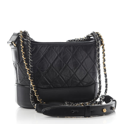 Chanel Aged Calfskin Quilted Small Gabrielle Hobo Black 3 of 9