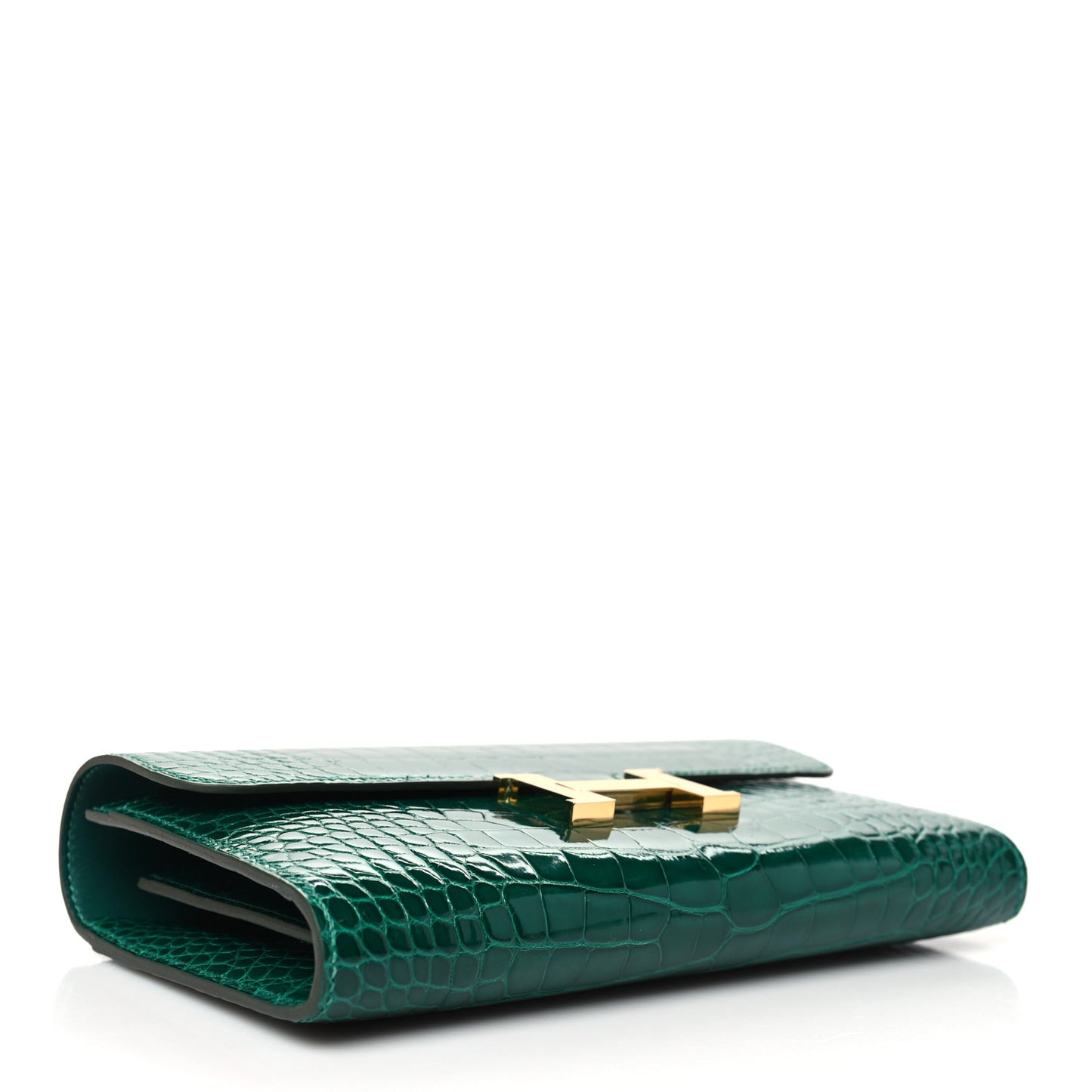 Shiny Alligator Constance Long Wallet Vert Emeraude