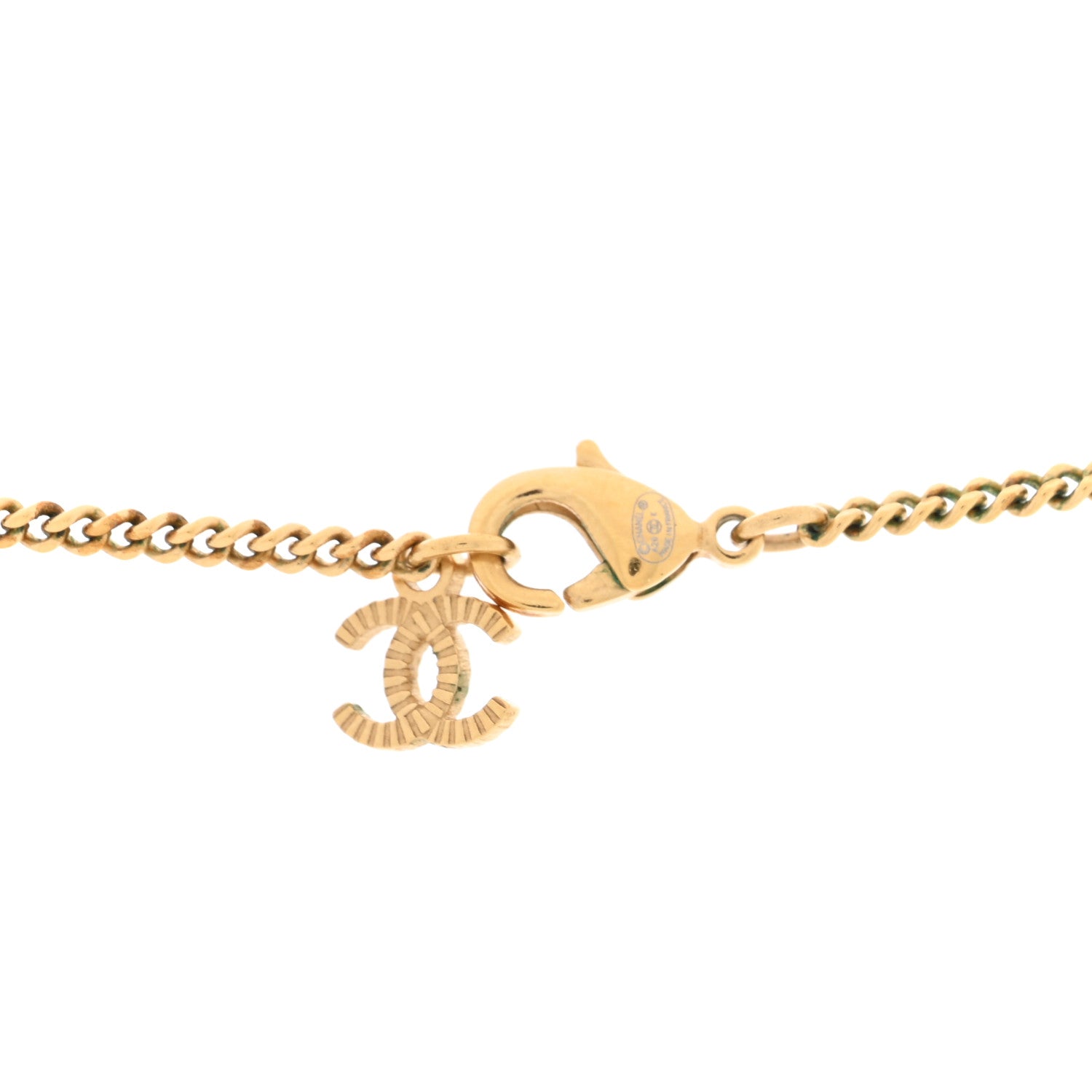 Chanel Pearl Crystal CC Round Pendant Necklace Gold Black 4 of 5