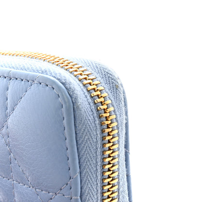 Christian Dior CHRISTIAN DIOR Grained Calfskin Supple Cannage Caro Compact Wallet Cloud Blue 9 of 9