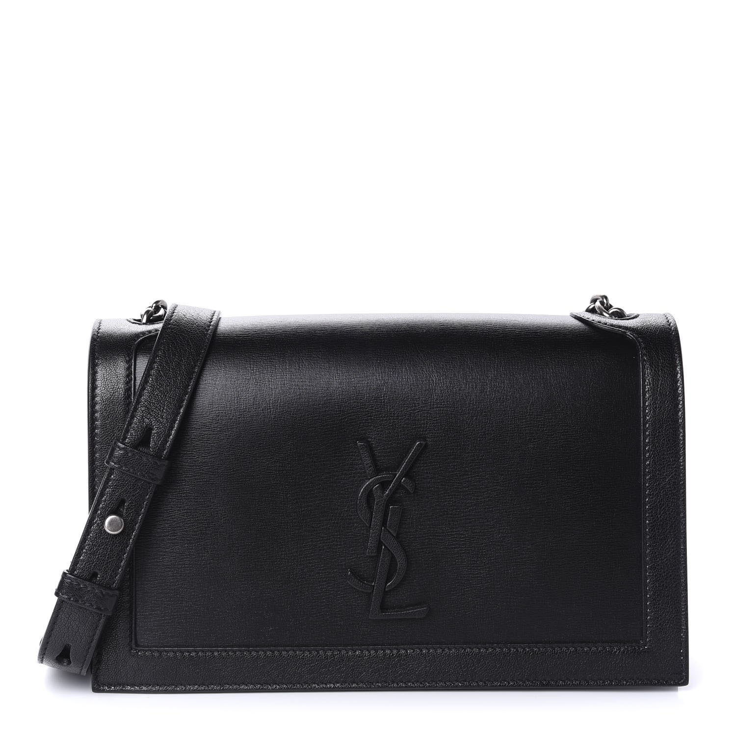Saint Laurent Calfskin Monogram Book Bag Black 1 of 11