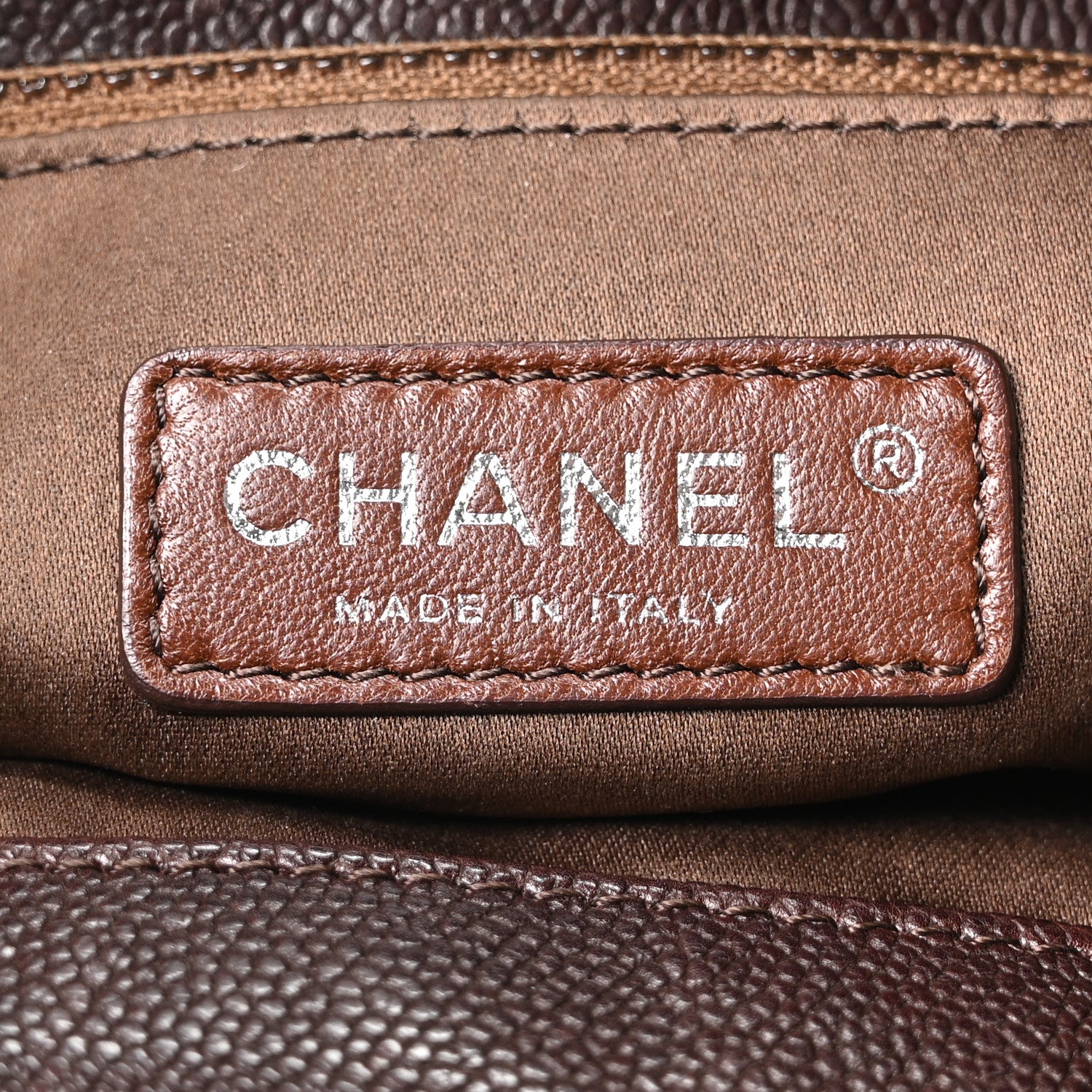 Chanel Distressed Glazed Caviar Quilted Large Elastic Tote Dark Brown 5 of 9
