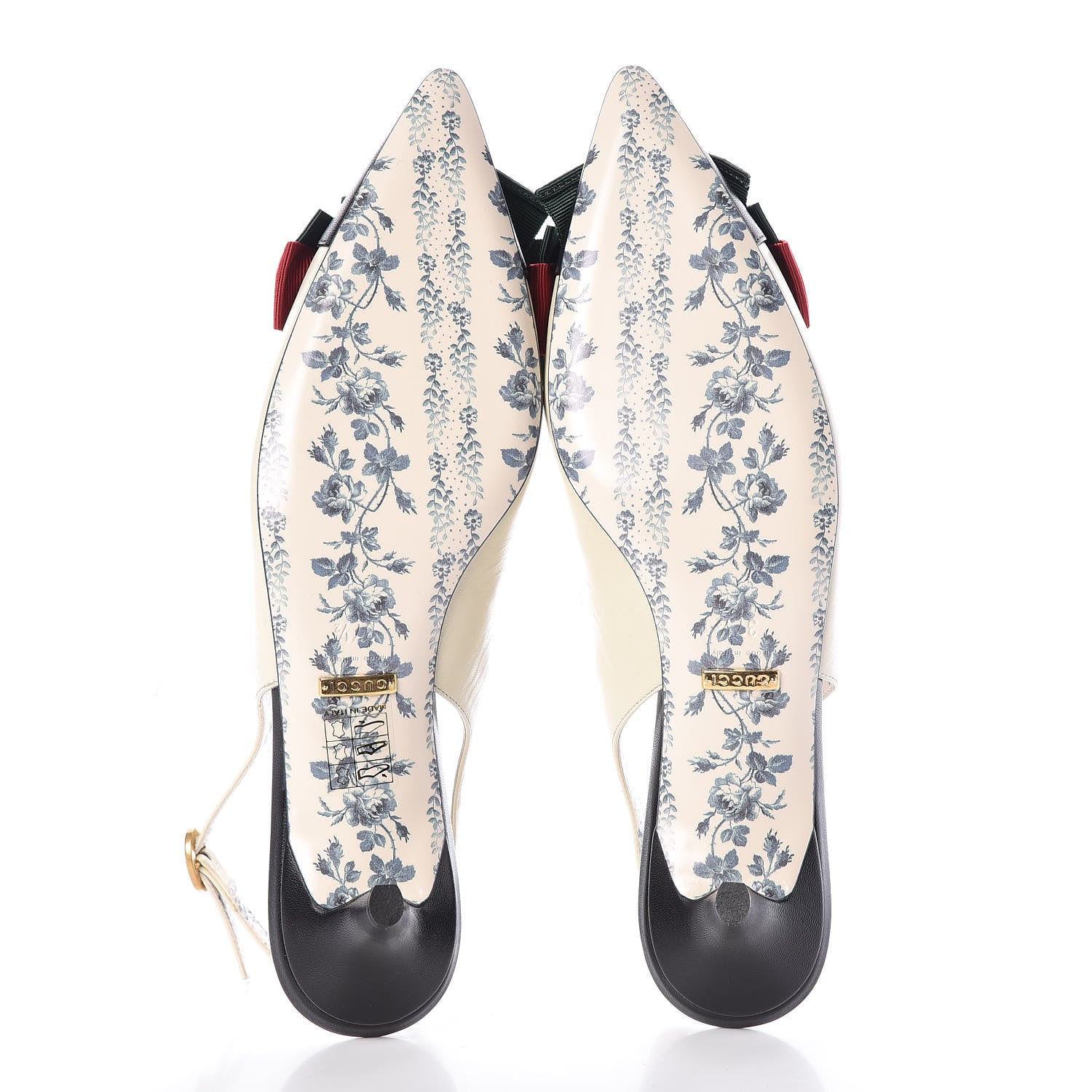 Gucci Malaga Kid Web Bow Jane Low Heel Slingback Pumps 37.5 Off White 5 of 7