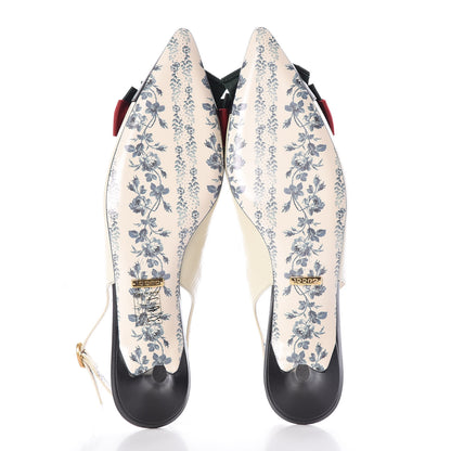 Gucci Malaga Kid Web Bow Jane Low Heel Slingback Pumps 37.5 Off White 5 of 7
