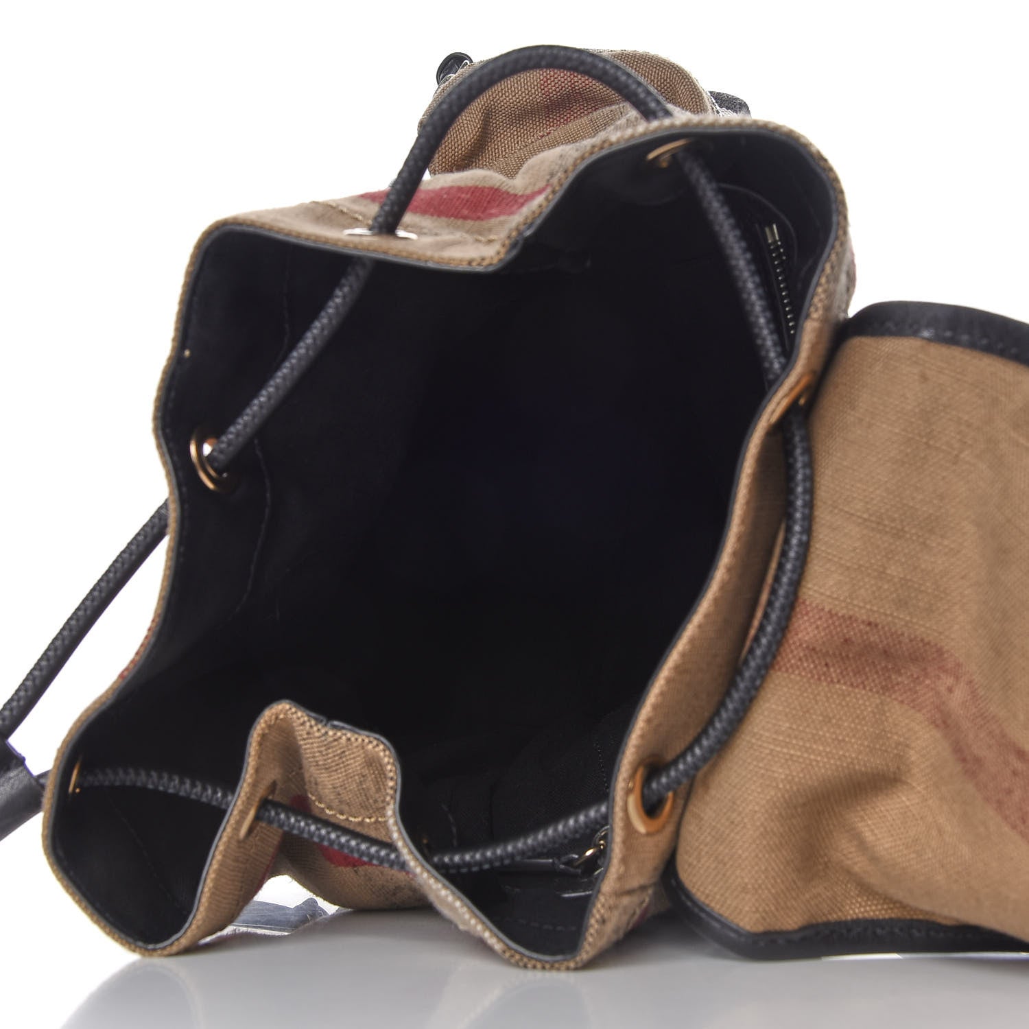 Burberry Canvas Mega Check Medium Rucksack Backpack Black 4 of 8