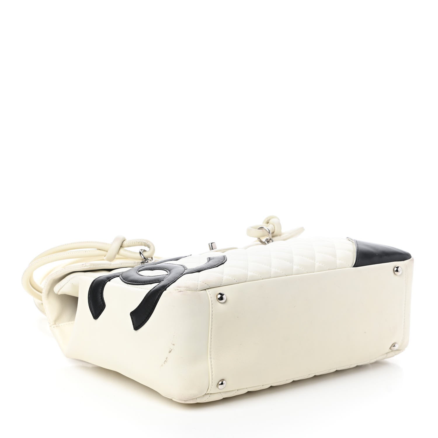 Chanel Calfskin Quilted Large Cambon Flap White Black 4 of 11