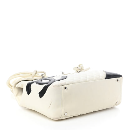Chanel Calfskin Quilted Large Cambon Flap White Black 4 of 11