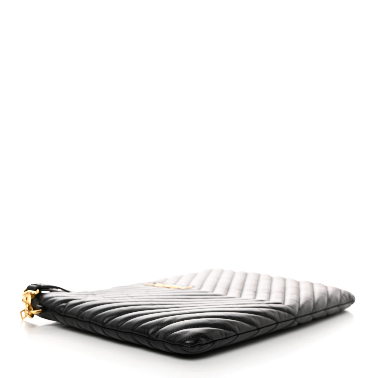 Saint Laurent Calfskin Matelasse Monogram Cassandre Tablet Pouch Black 4 of 7