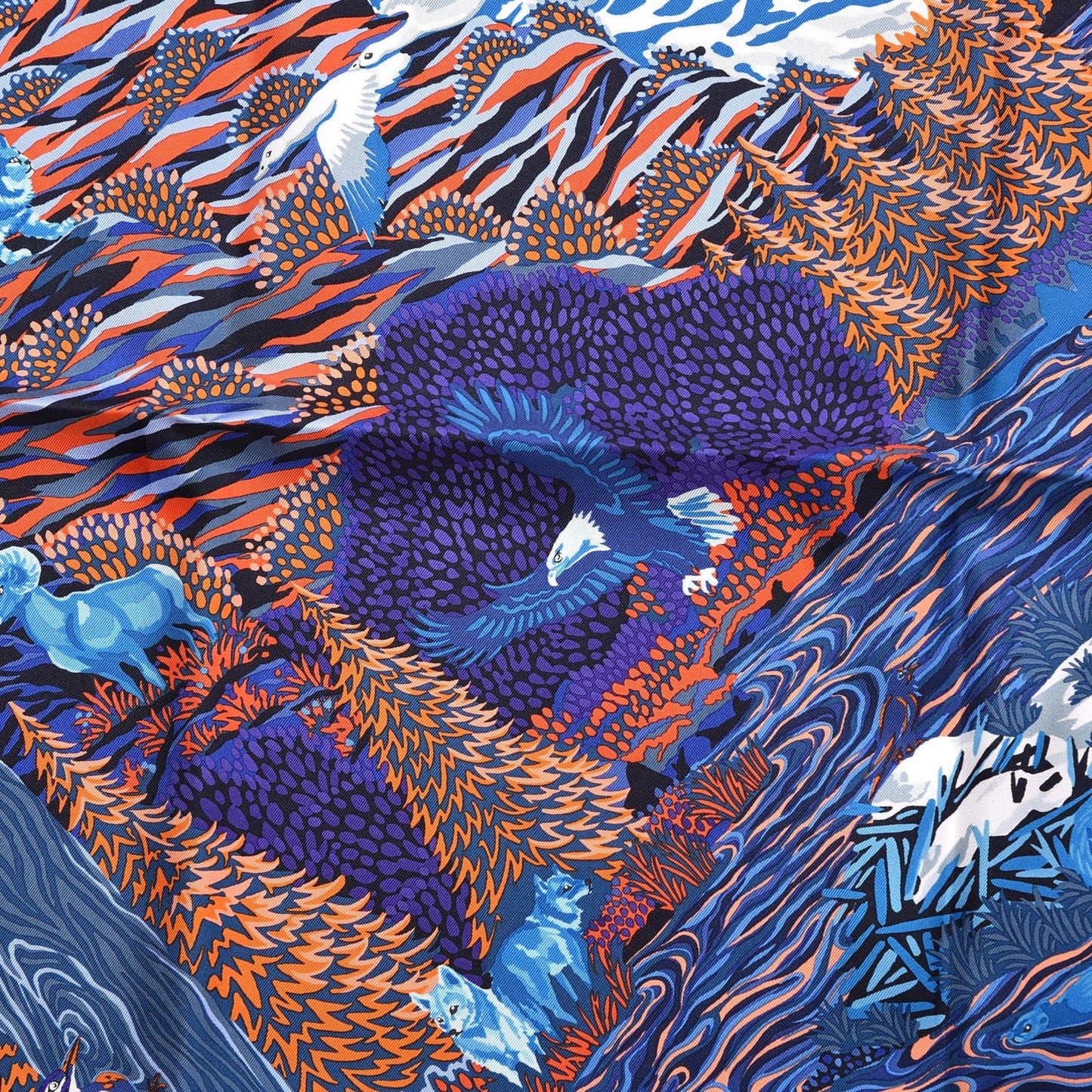 Silk Into the Canadian Wild Scarf 90 Cobalt Orange Ultraviolet