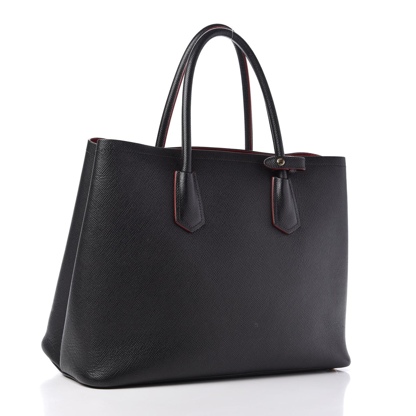 Saffiano Cuir Medium Double Bag Black Fuoco