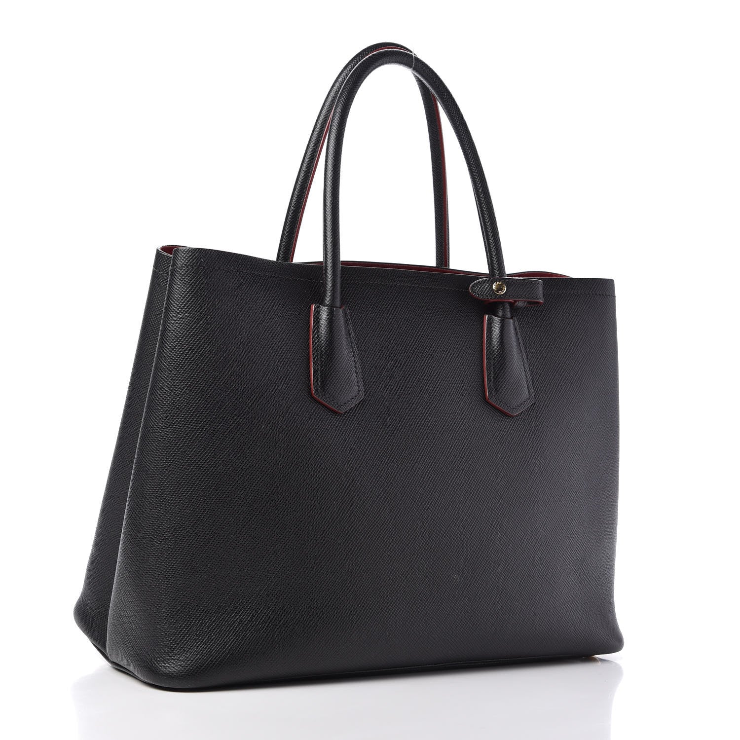 Prada Saffiano Cuir Medium Double Bag Black Fuoco 3 of 11