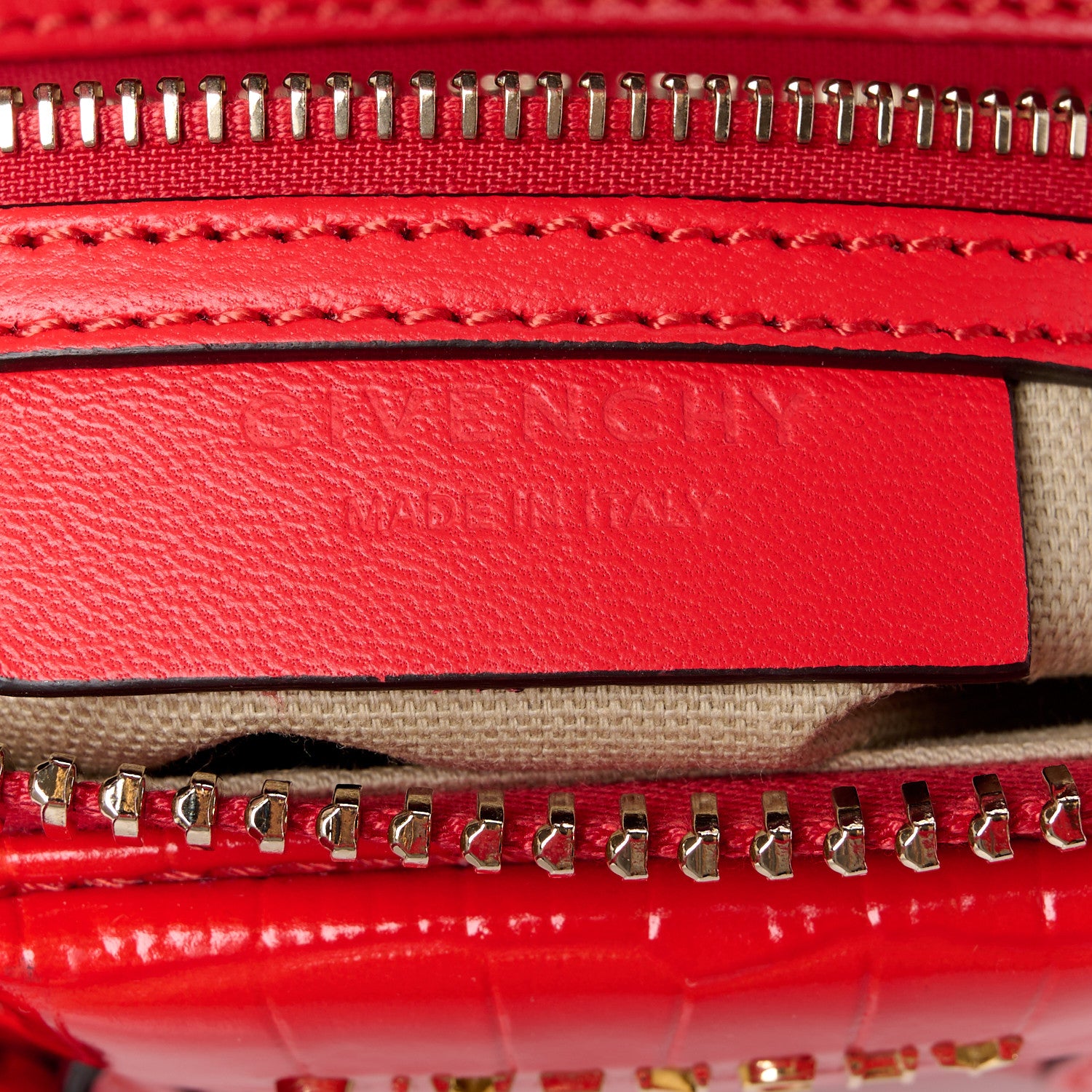 Givenchy Calfskin Crocodile Embossed Mini Antigona Red 7 of 15