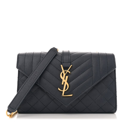 Saint Laurent Grain De Poudre Textured Mixed Matelasse Triquilt Small Monogram Satchel Blue 1 of 10