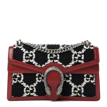 Gucci Tweed GG Monogram Small Dionysus Shoulder Bag Black White 1 of 11