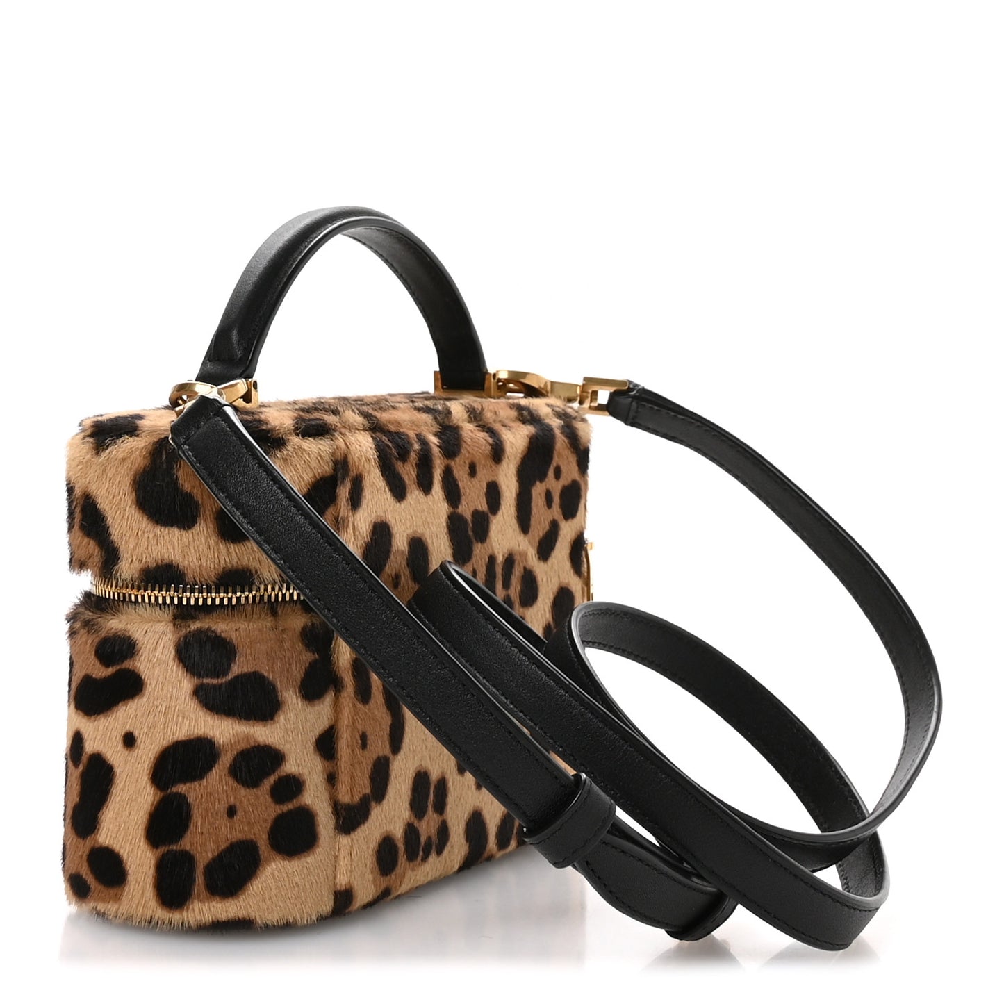 Pony Hair Leopard Print Mini Gaby Vanity Case Brown Black