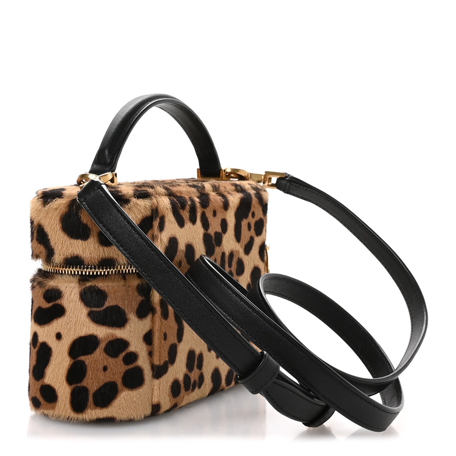 Saint Laurent Pony Hair Leopard Print Mini Gaby Vanity Case Brown Black 3 of 11