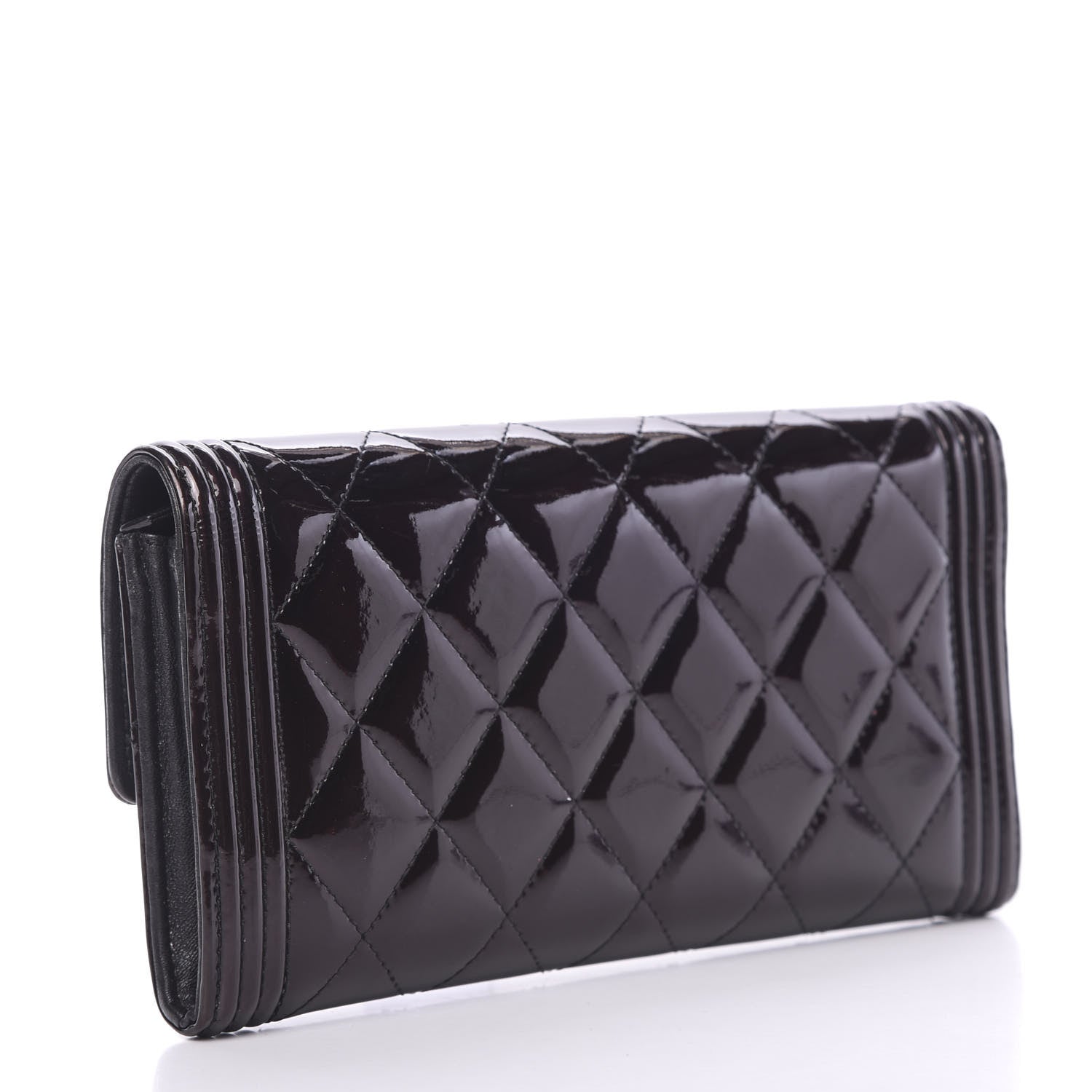 Chanel Patent Calfskin Quilted Boy Flap Wallet Burgundy 2 of 12