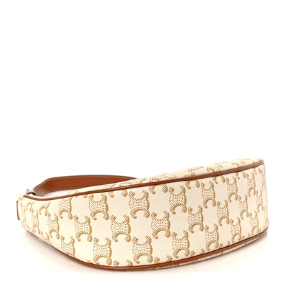 Celine Canvas Calfskin Ava Triomphe Shoulder Bag White 3 of 10