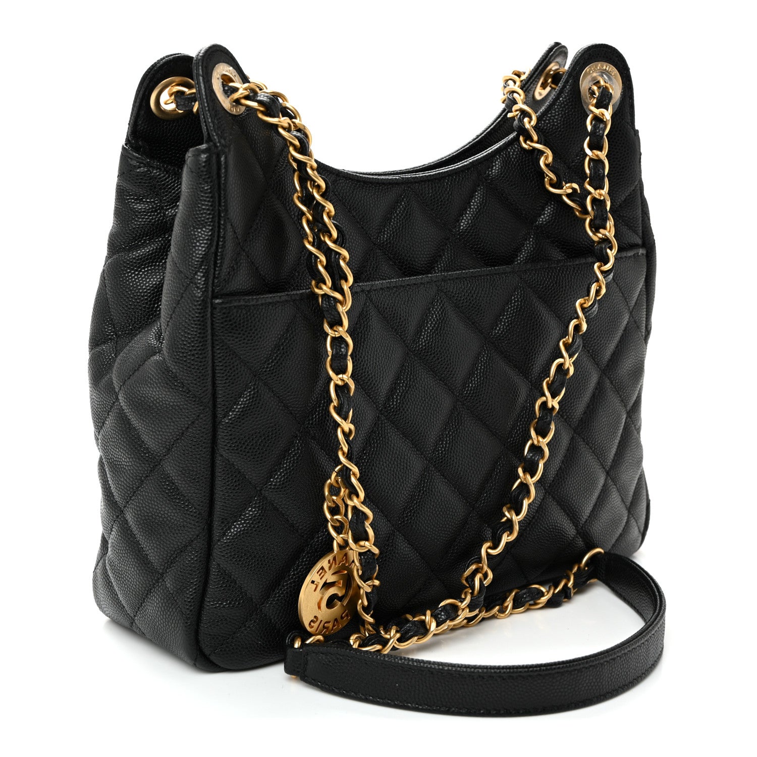 Chanel Caviar Quilted Wavy CC Hobo Black 3 of 9