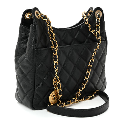 Chanel Caviar Quilted Wavy CC Hobo Black 3 of 9