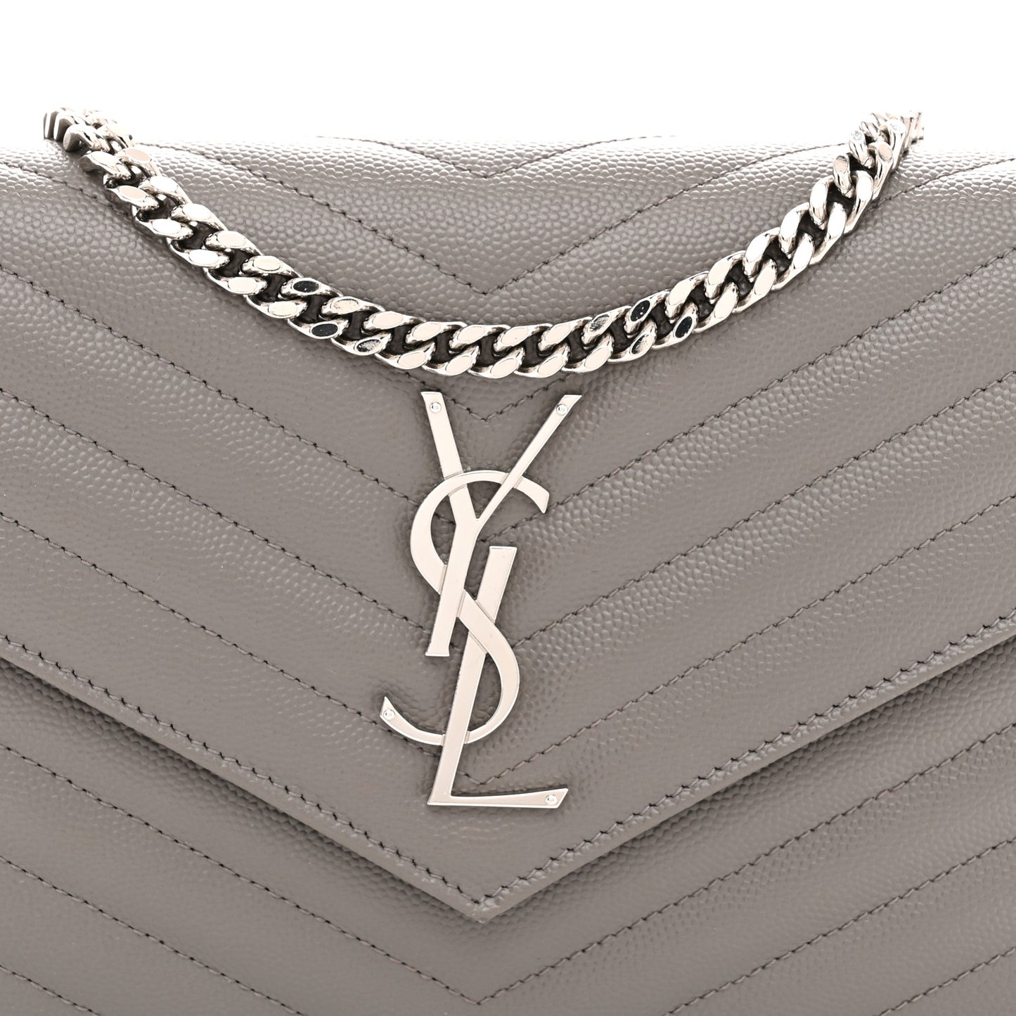 Grain De Poudre Matelasse Chevron Monogram Chain Wallet Fog