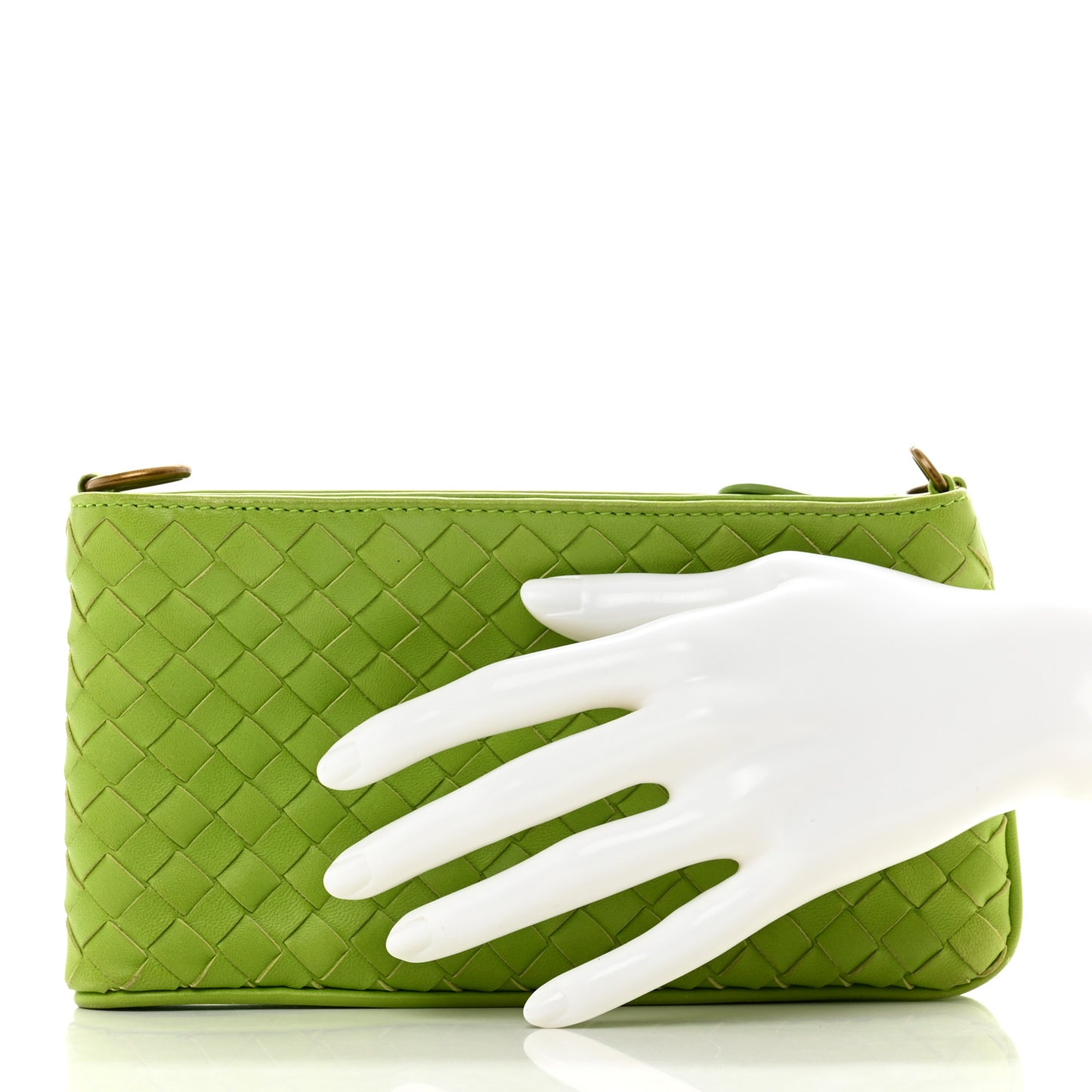 Nappa Intrecciato Convertible Clutch Kiwi