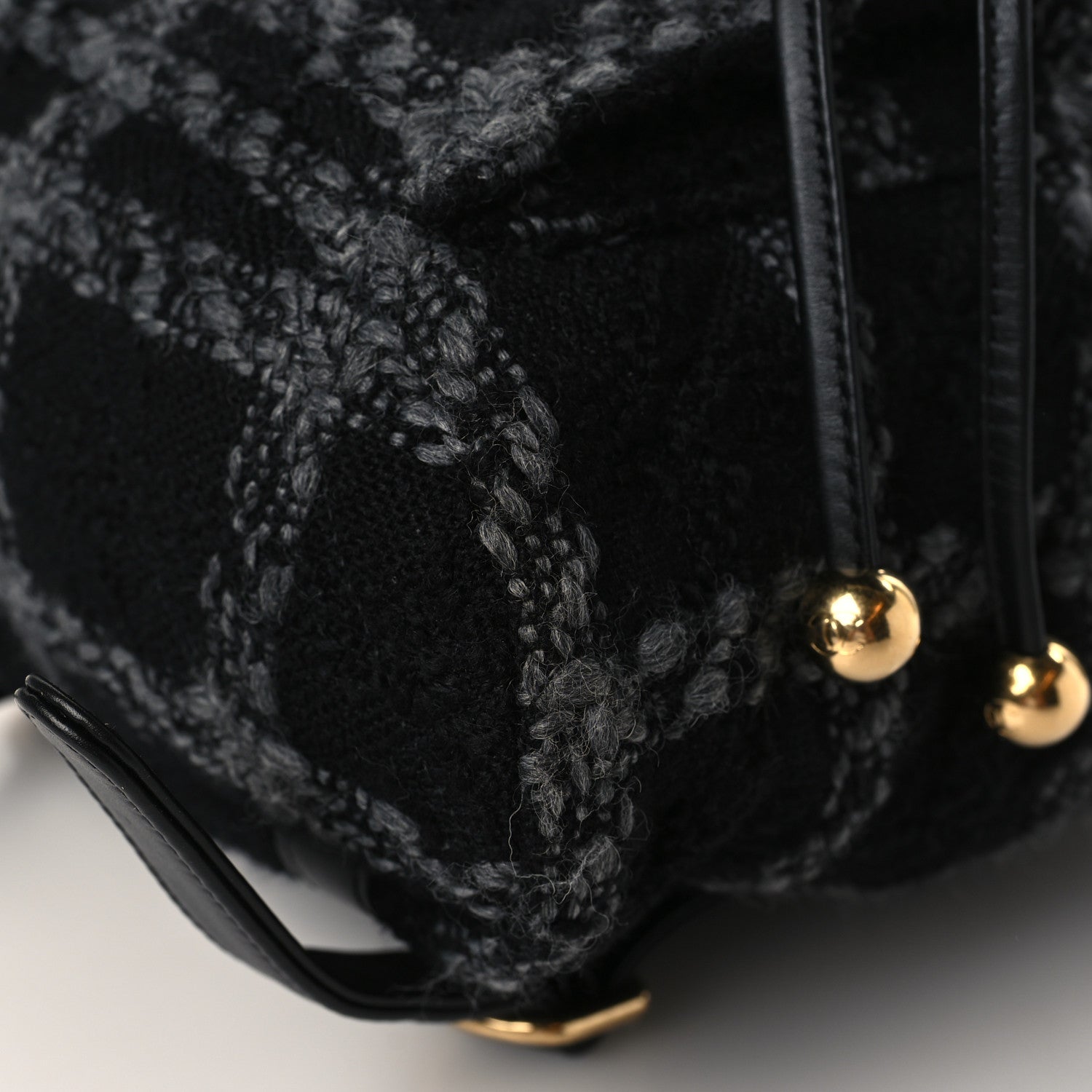 Chanel Wool Tweed Elegant Backpack Black Grey 9 of 10