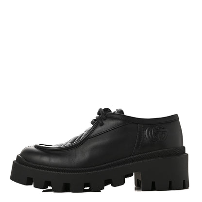 Gucci Calfskin Nappa Matelasse Lug Sole Derby Loafers 35.5 Black 1 of 7