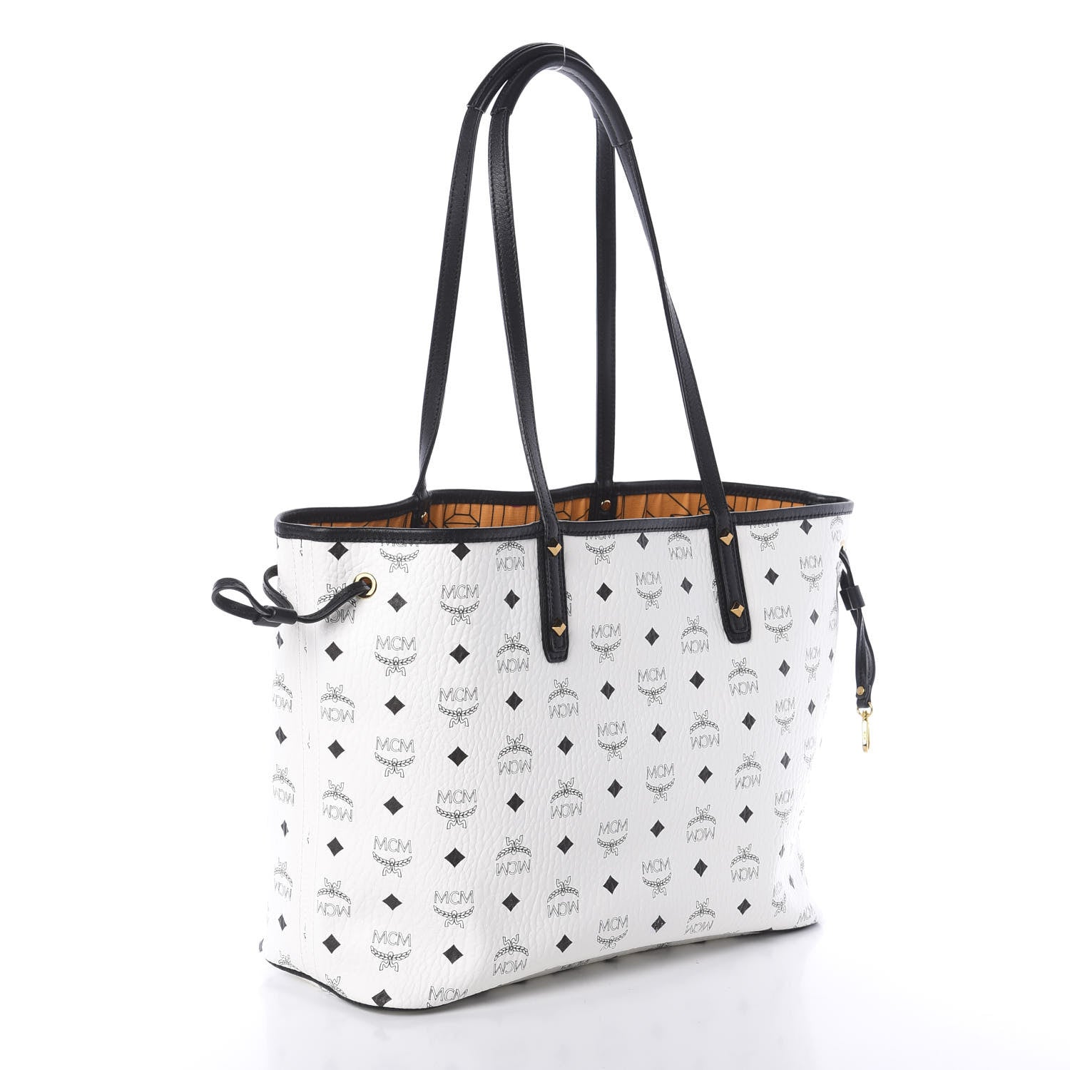 MCM Visetos Medium Project Reversible Shopper Tote White 4 of 14