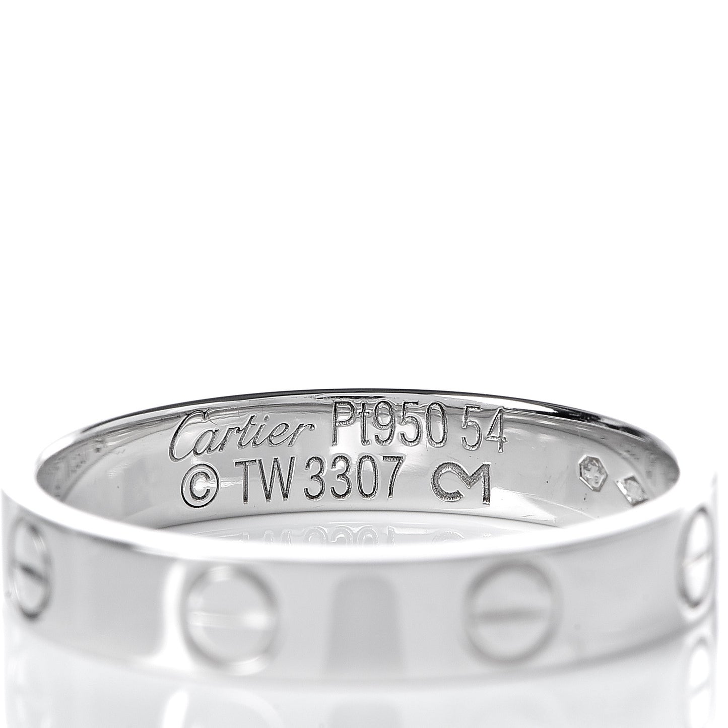 Platinum 3.5mm LOVE Wedding Band Ring 54 6.75