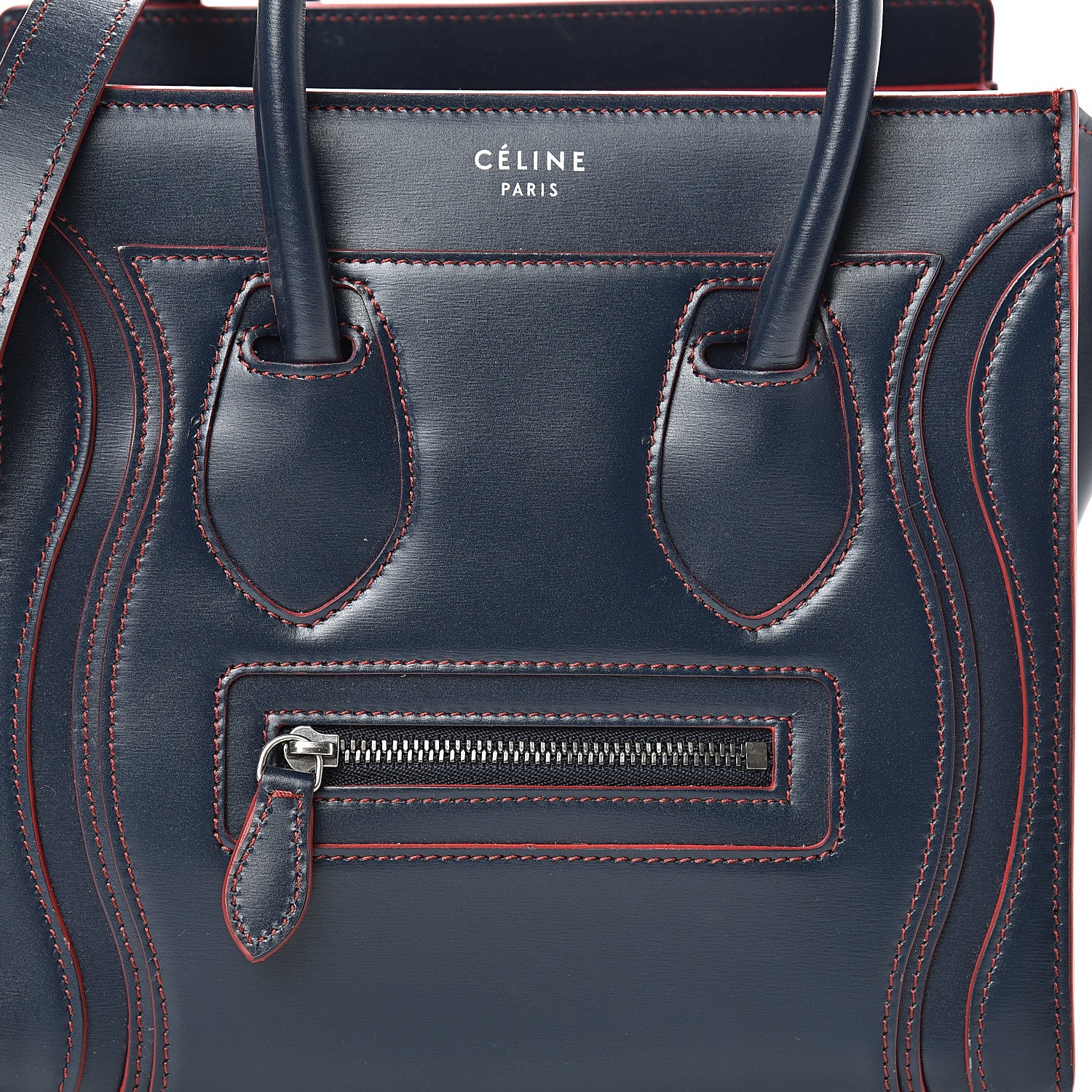 Celine Satin Calfskin Nano Debossed Luggage Navy Blue 7 of 11