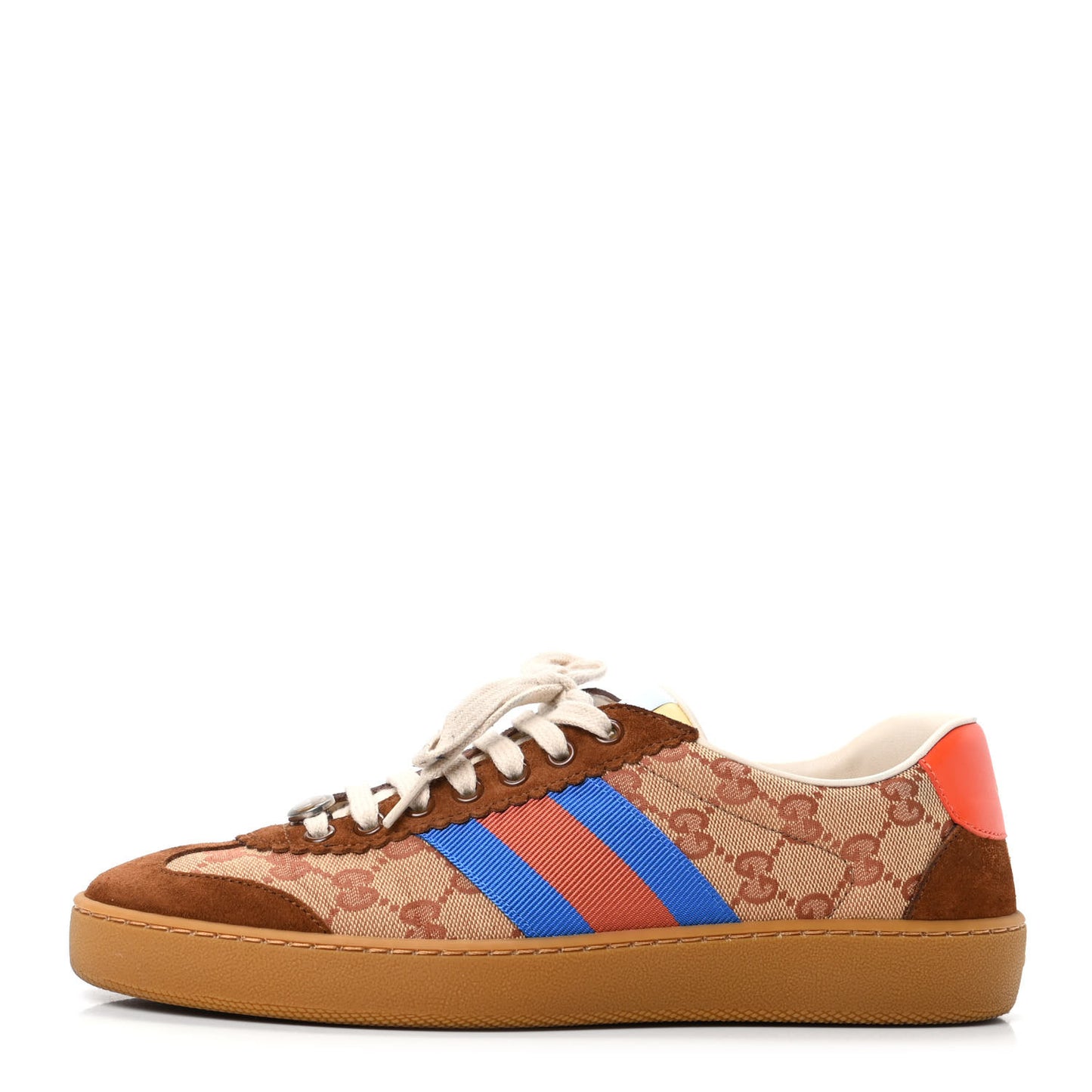 GG Monogram Suede Web Mens G74 Sneakers 7 Beige Ruggine Cuir