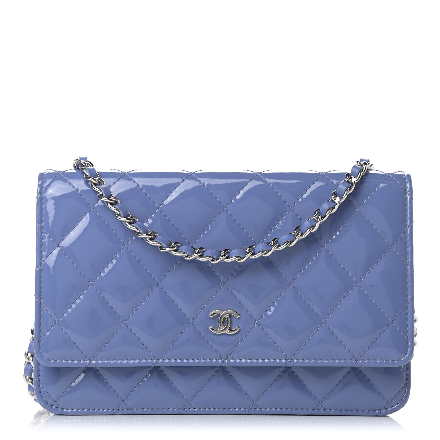 Chanel Patent Quilted Wallet On Chain WOC Light Purple 1 of 10