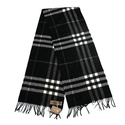 Burberry Cashmere Giant Check Fringe Scarf Black 4 of 4