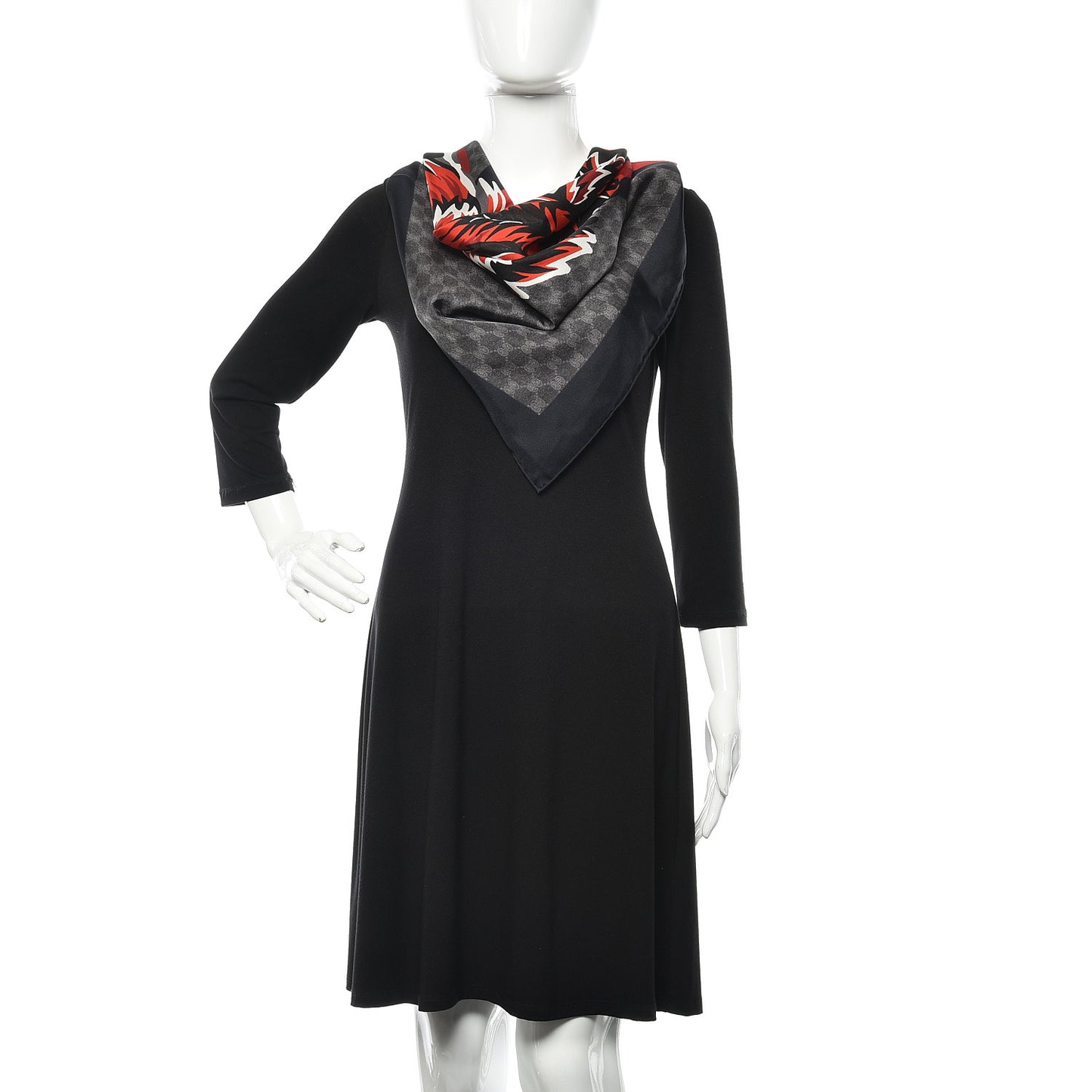 Silk GG Monogram Wolf GG Web Scarf Black Blue