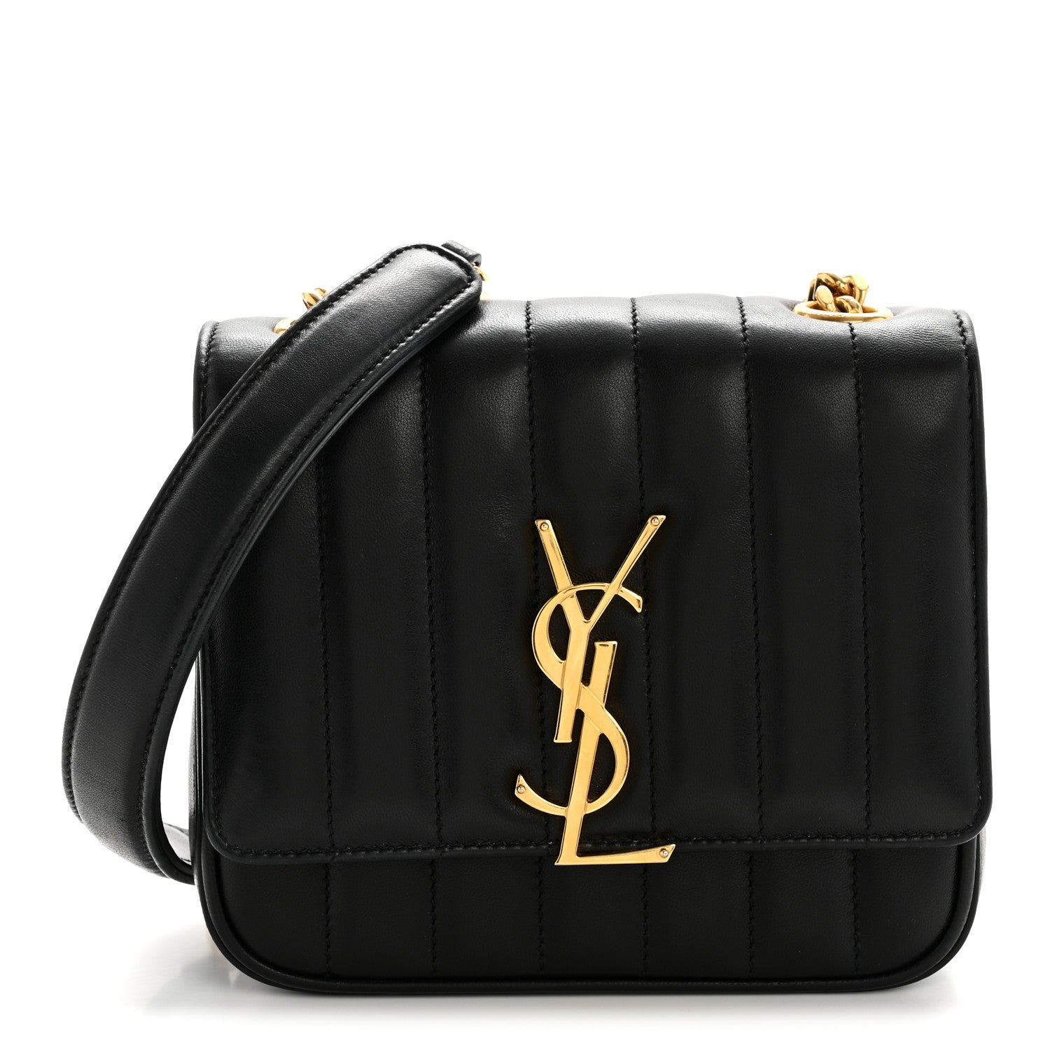Saint Laurent Lambskin Matelasse Monogram Small Vicky Chain Bag Black 1 of 15