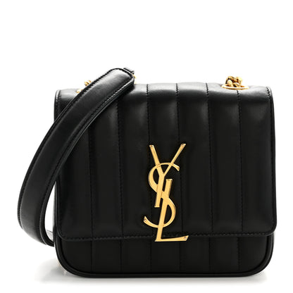 Saint Laurent Lambskin Matelasse Monogram Small Vicky Chain Bag Black 1 of 15