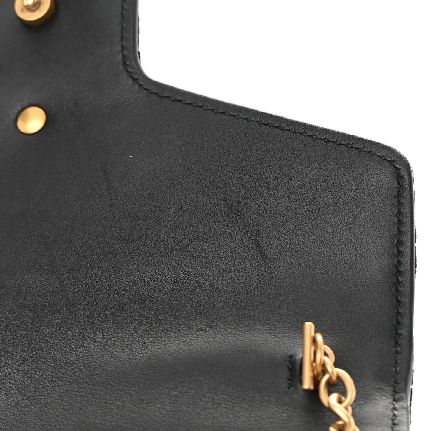 Velvet Matelasse GG Marmont Chain Wallet Black