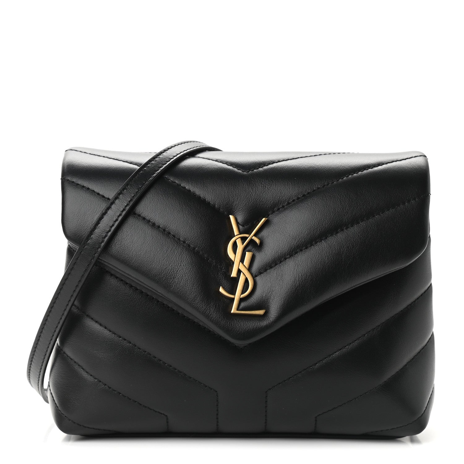 Saint Laurent Calfskin Y Quilted Monogram Toy Loulou Crossbody Bag Black 1 of 9