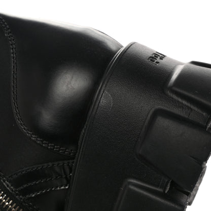 Prada Spazzolato Rois Re-Nylon Metal Triangle Logo Monolith Pouch Pocket 55mm Tall Combat Boots 39 Black 10 of 11