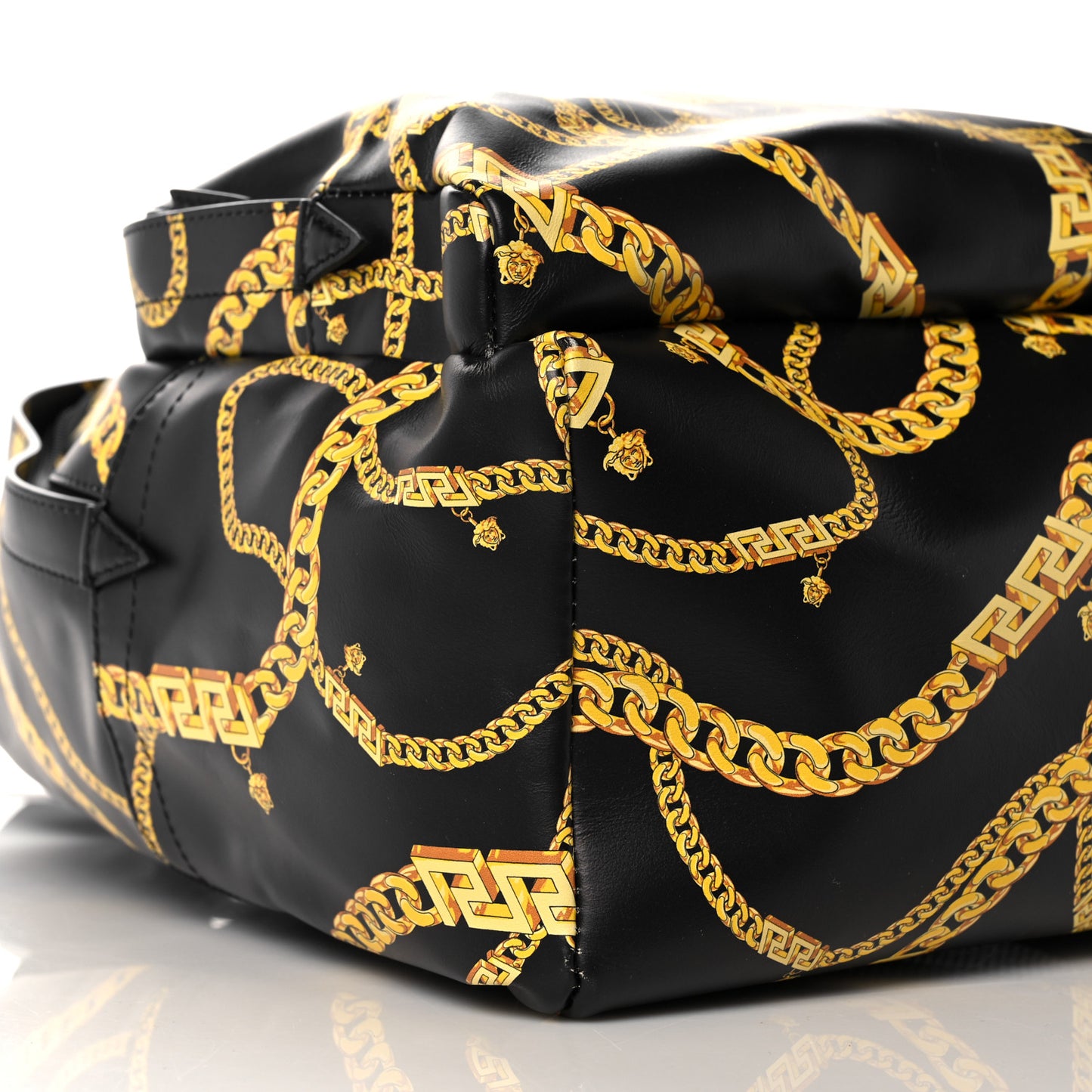 Vinyl Chain Print La Medusa Backpack Black Gold
