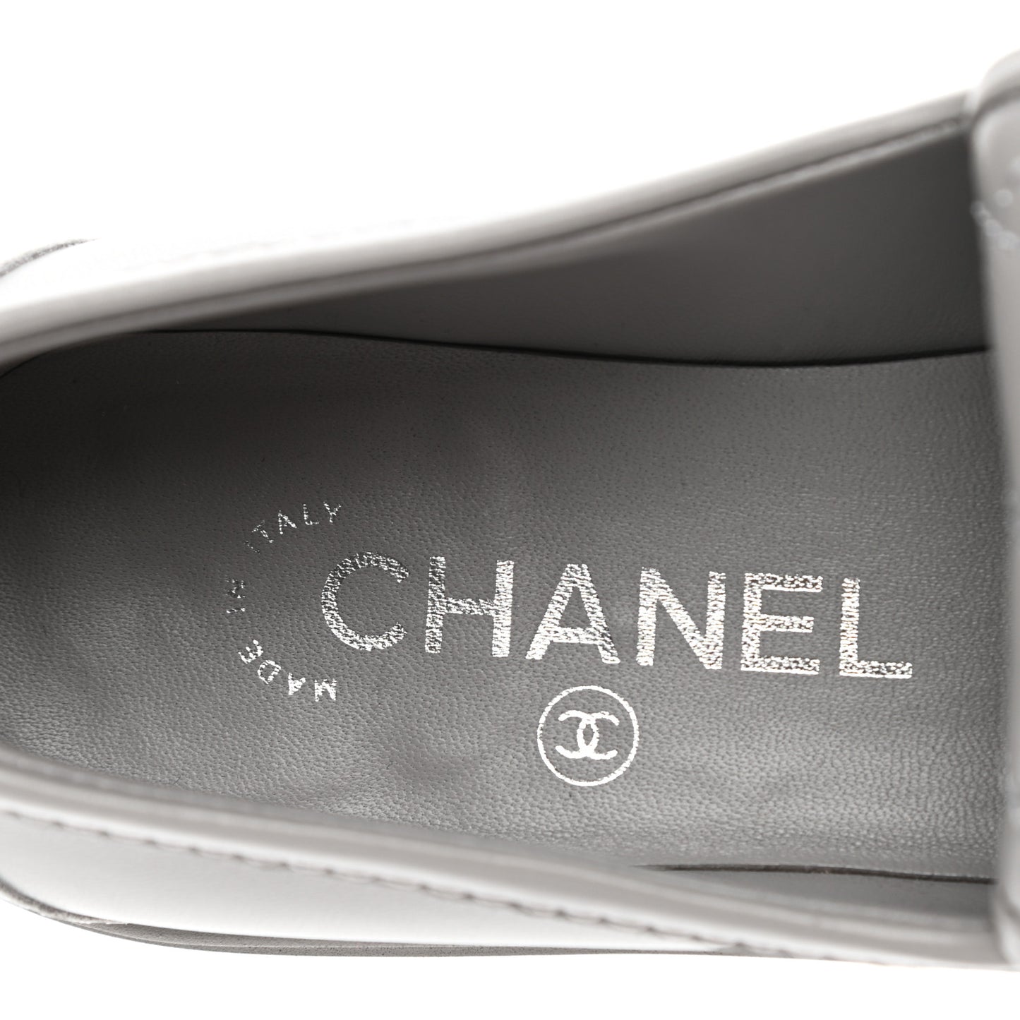 Lambskin Quilted CC Turnlock Loafers 37 Grey
