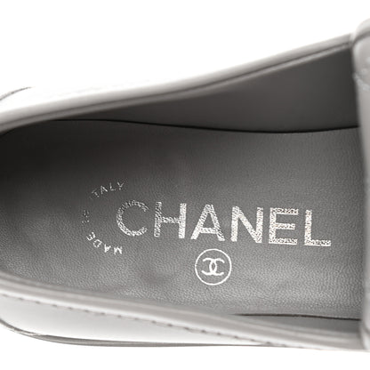 Chanel Lambskin Quilted CC Turnlock Loafers 37 Grey 8 of 13
