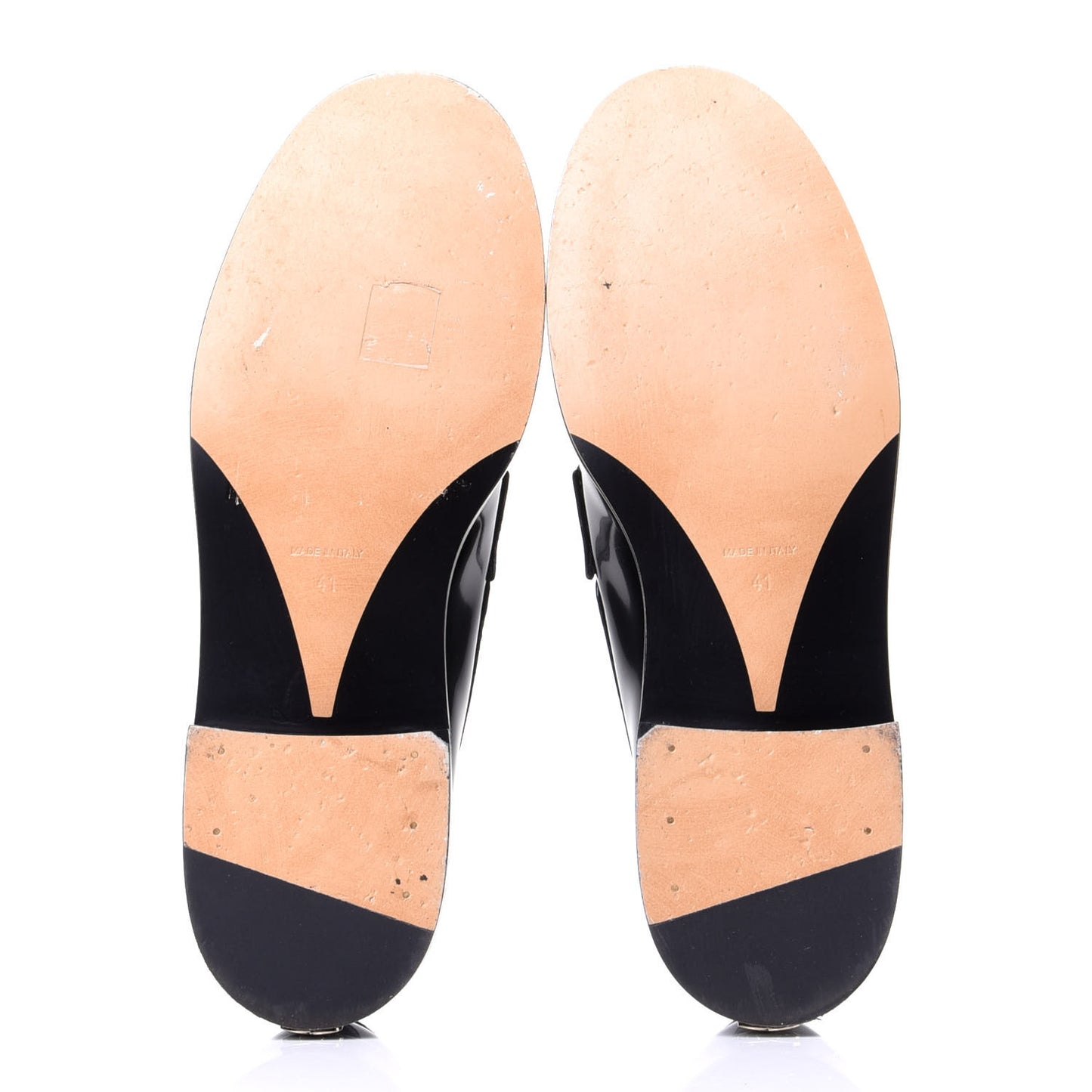 Shiny Calfskin Logo Loafers 41 Black