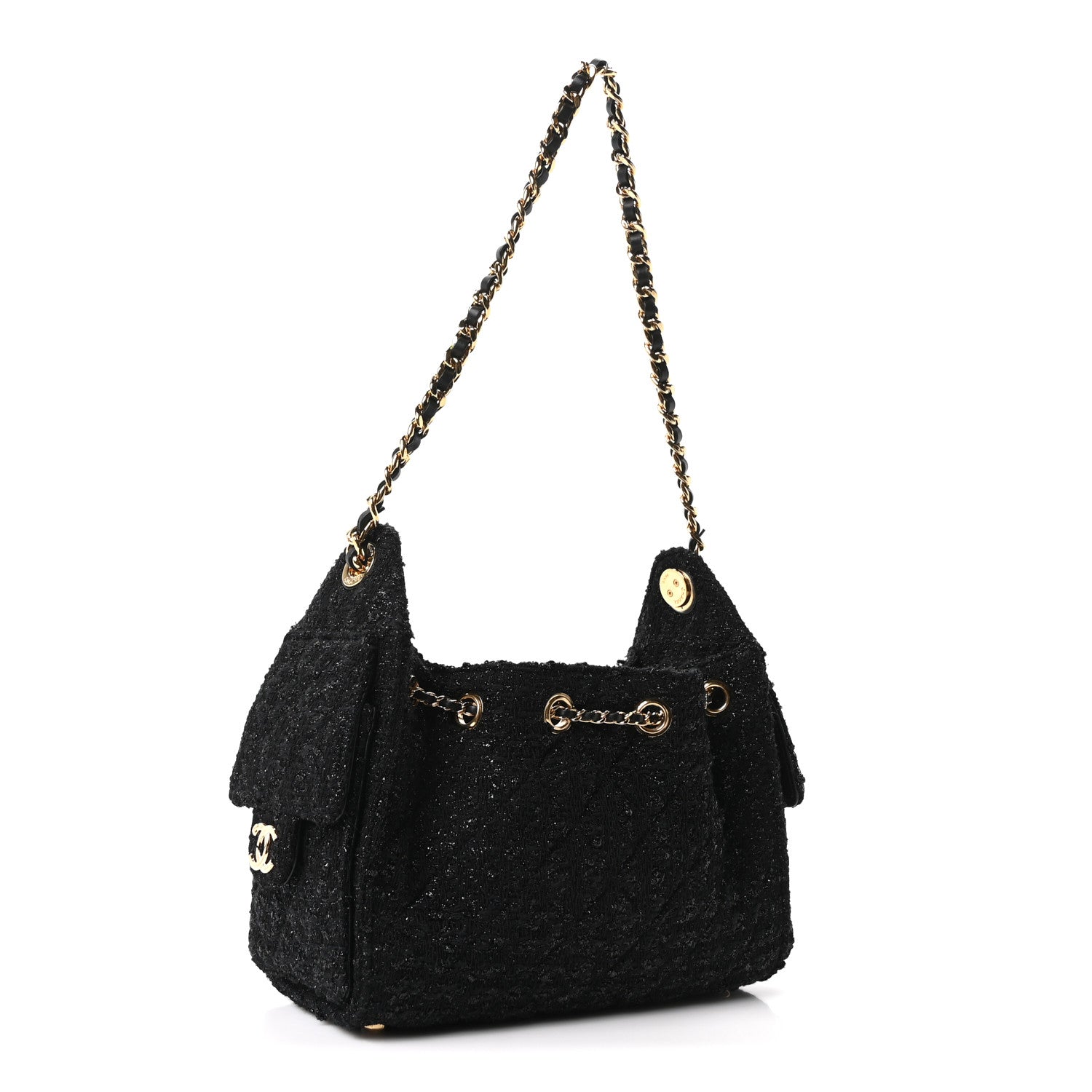 Chanel Tweed Quilted Mini Chanel 25 Handbag Black 3 of 10