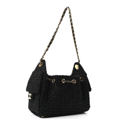 Chanel Tweed Quilted Mini Chanel 25 Handbag Black 3 of 10
