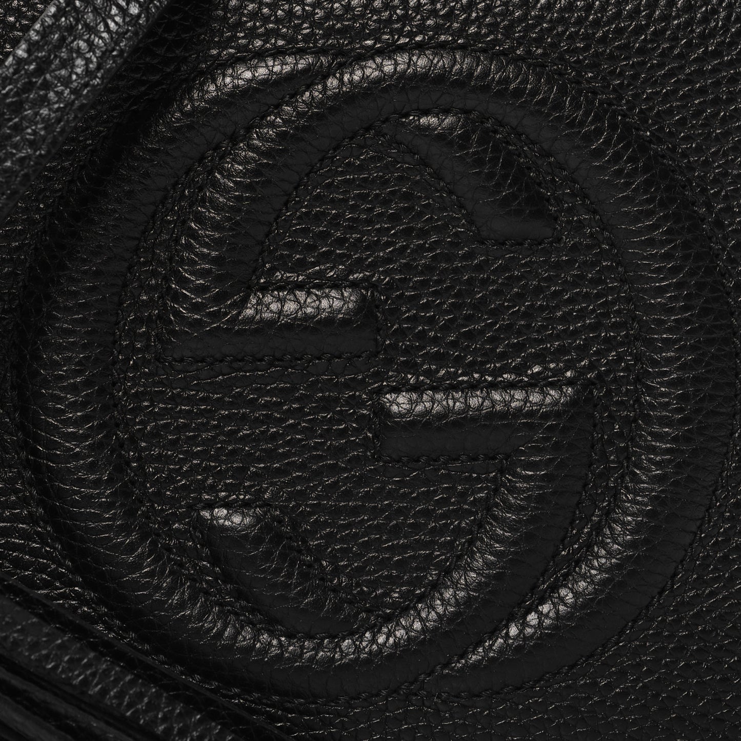 Pebbled Calfskin Small Soho Disco Bag Black